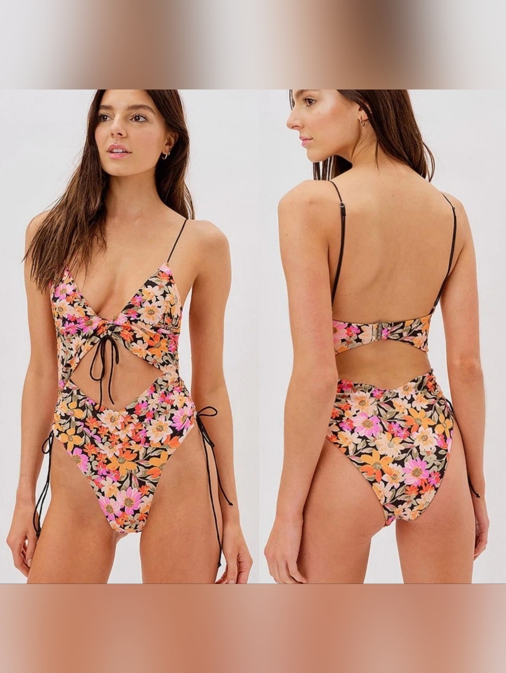 Vienna One Piece Swimsuit And Black Crochet Cover Up Both By For Love and Lemons